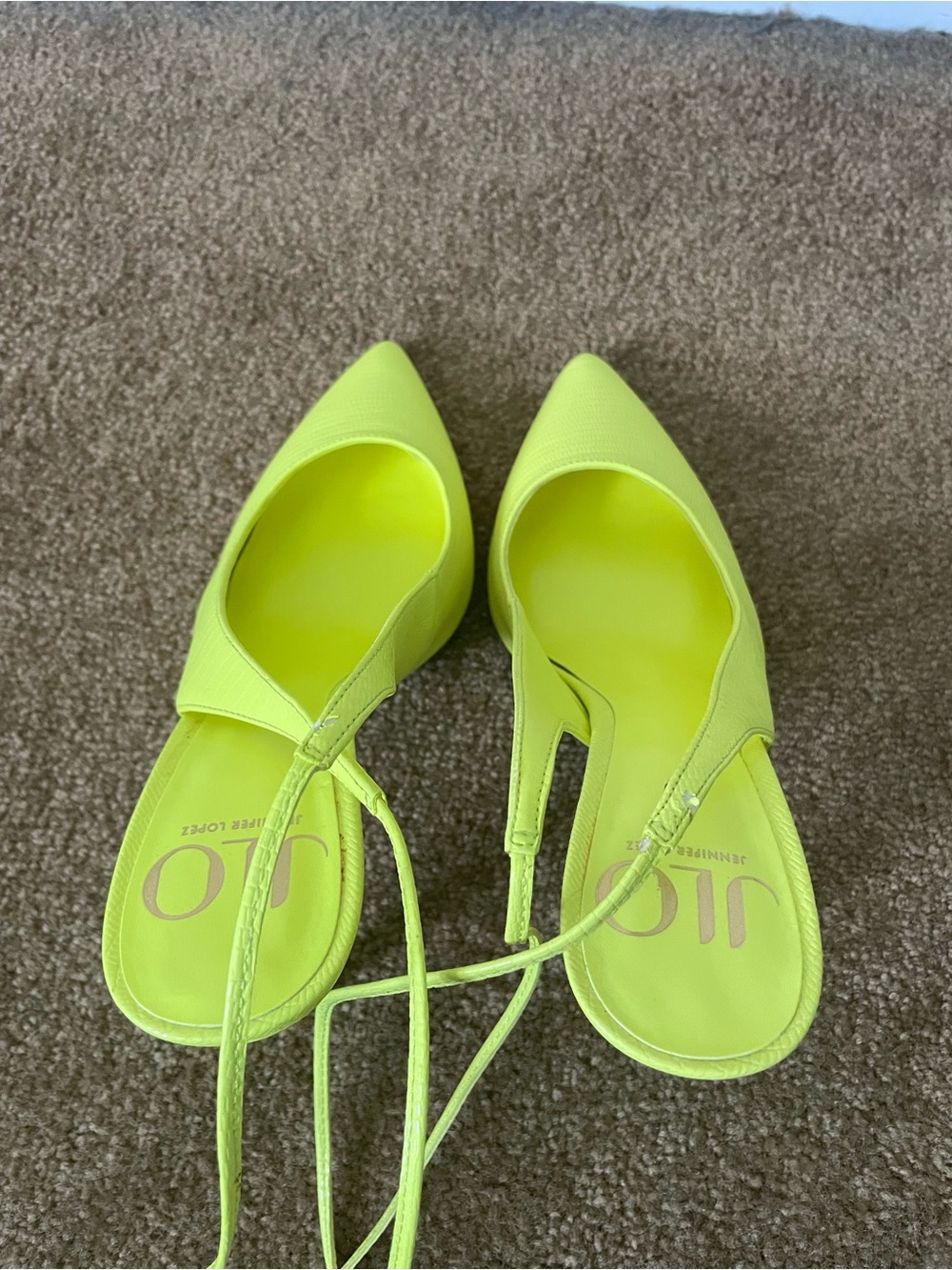 Jlo Jennifer Lopez Fedra Pointe Toe “Florella”  Stilleto Heels Sz 6M Neon Yellow - Picture 5 of 14